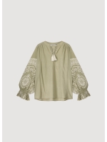 Summum Woman Top Ivory Embroidery 616 Green Lentil