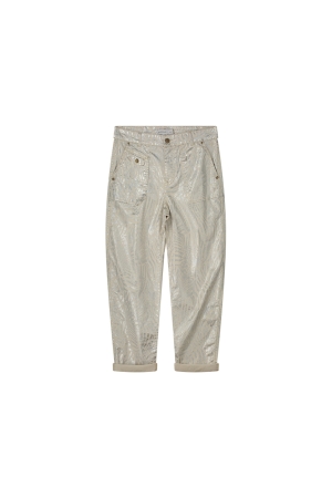 Summum Woman Loose fit pants metallic leaf stretch twill 122 Ivory