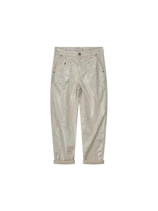 Summum Woman Loose fit pants metallic leaf stretch twill 122 Ivory