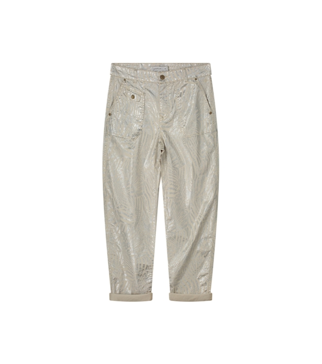 Summum Woman Loose fit pants metallic leaf stretch twill 122 Ivory