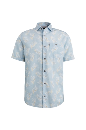Vanguard Short Sleeve Shirt Printed Tencel 5038 Cashmere Blue