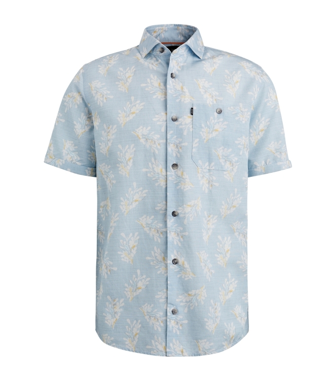 Vanguard Short Sleeve Shirt Printed Tencel 5038 Cashmere Blue
