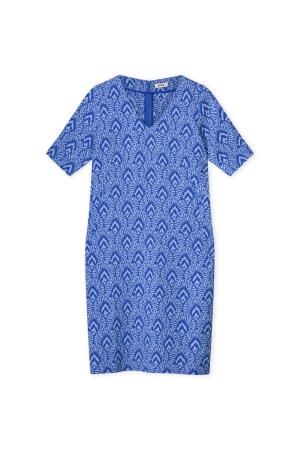 Kyra dress short sleeve jacquard 414 air blue