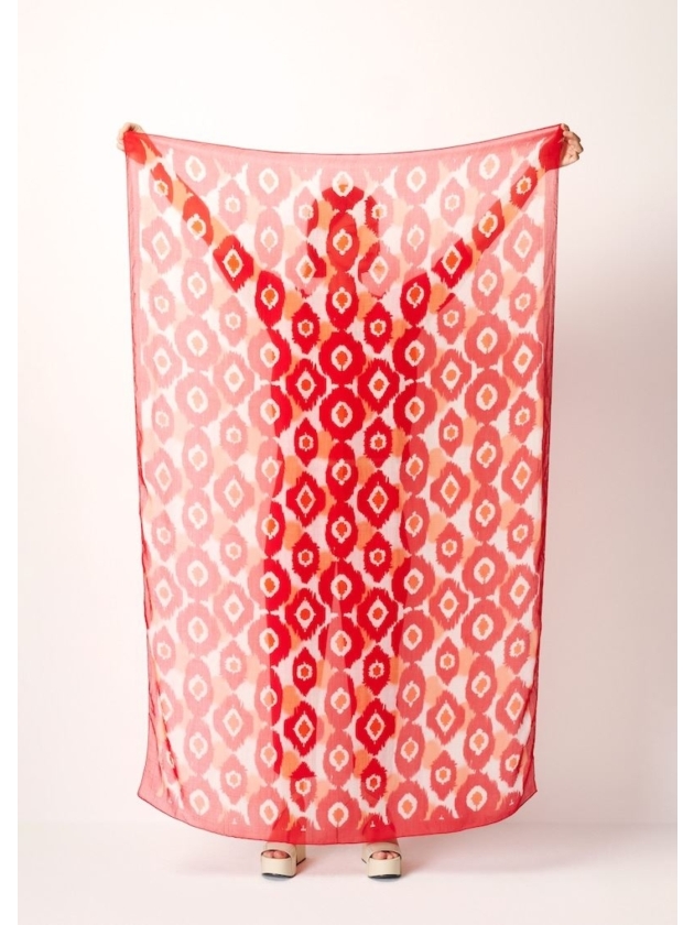 Kyra scarf Tiedye dot print 537 salsa red