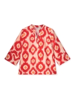 Kyra blouse 3/4 sleeve tiedye dot print 537 salsa red