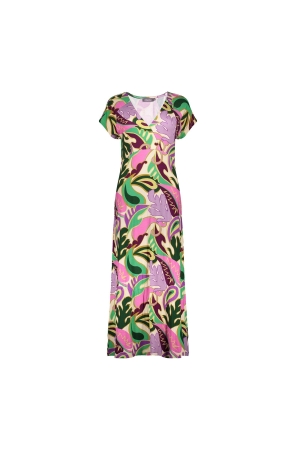 Geisha Dress long aop 300 Lilac/green