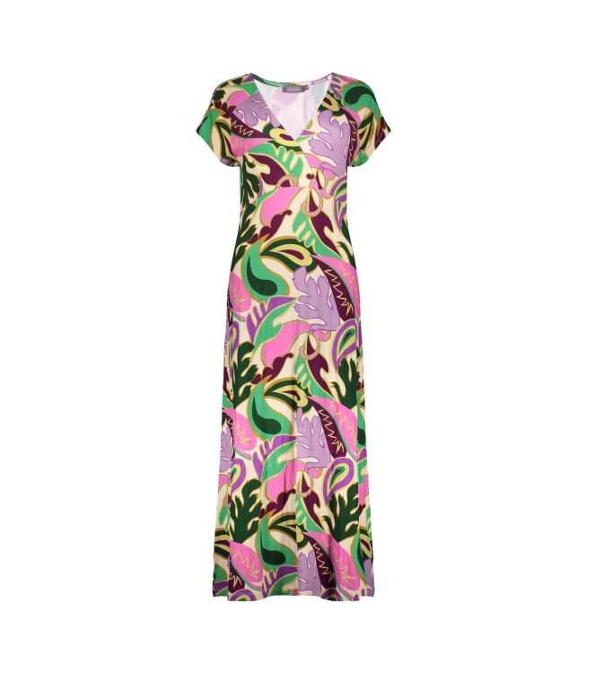 Geisha Dress long aop 300 Lilac/green