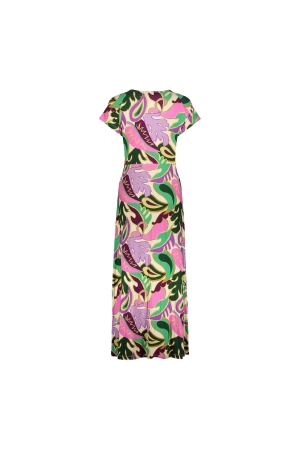 Geisha Dress long aop 300 Lilac/green