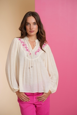 Geisha Blouse embroidery 10 Off white