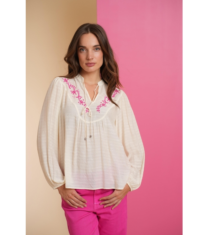 Geisha Blouse embroidery 10 Off white