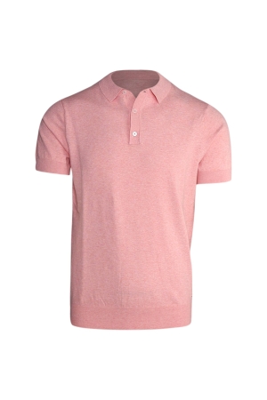 Scotland Blue Kobe Polo Flat Knit 750 Salmon