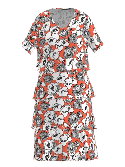 Frank Walder S42Kleid/MT 025 Orange print