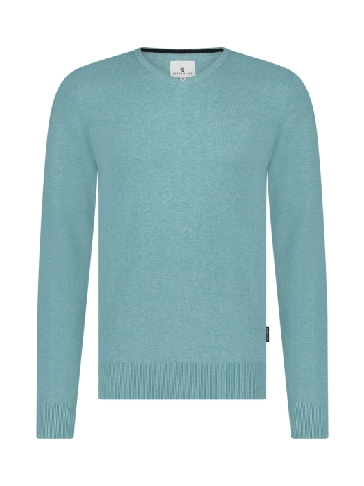 State of Art Pullover V-Neck Plai Azuurblauw