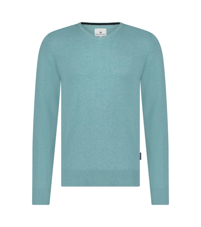 State of Art Pullover V-Neck Plai Azuurblauw