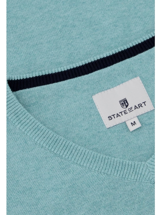 State of Art Pullover V-Neck Plai Azuurblauw