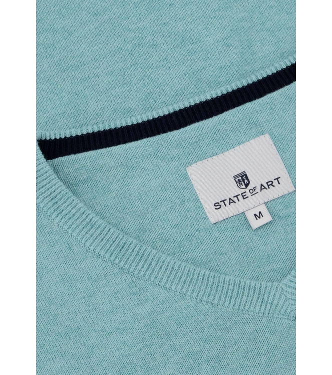 State of Art Pullover V-Neck Plai Azuurblauw
