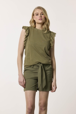 Tramontana Top Ruffles Olive