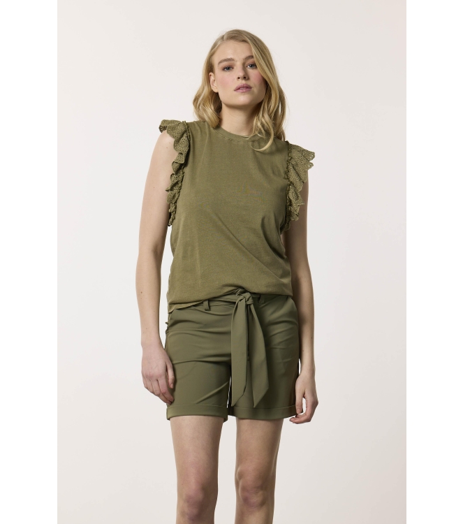 Tramontana Top Ruffles Olive