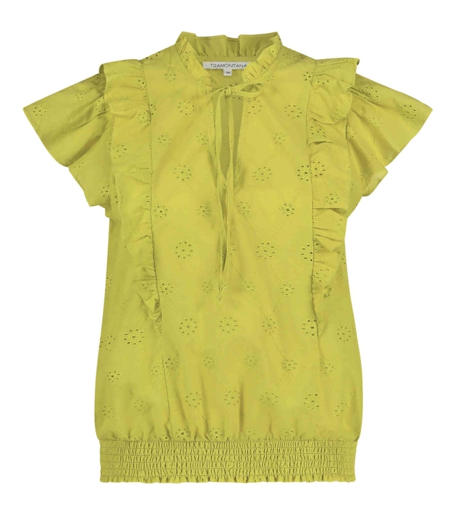 Tramontana Top Broderie Anglaise Lime