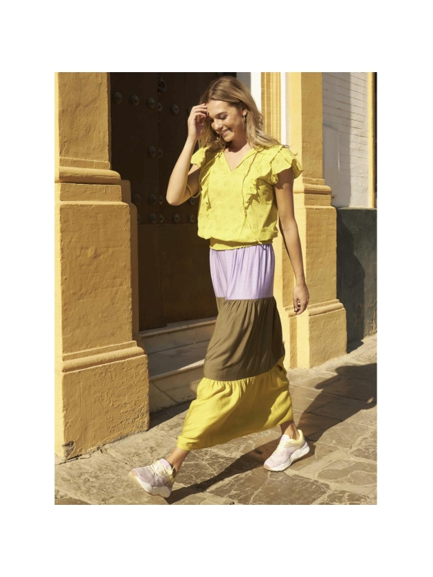 Tramontana Top Broderie Anglaise Lime