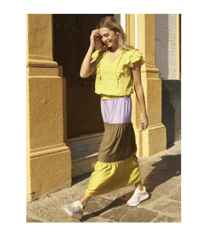 Tramontana Top Broderie Anglaise Lime