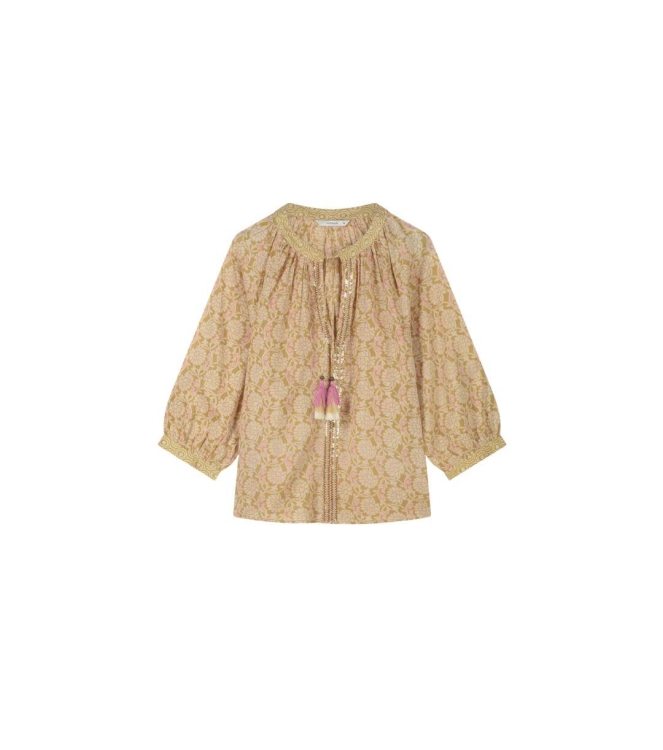 Summum Woman Top Blockprint 732 Soft camel