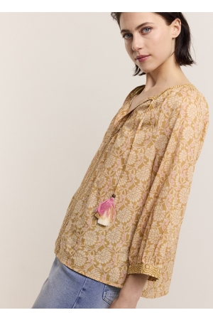 Summum Woman Top Blockprint 732 Soft camel