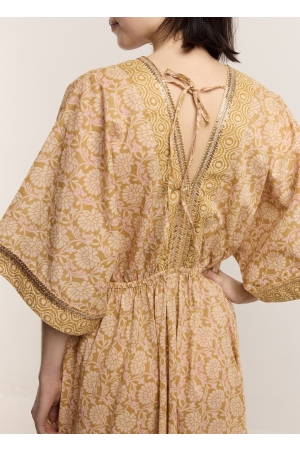 Summum Woman Dress Blockprint 732 Soft camel