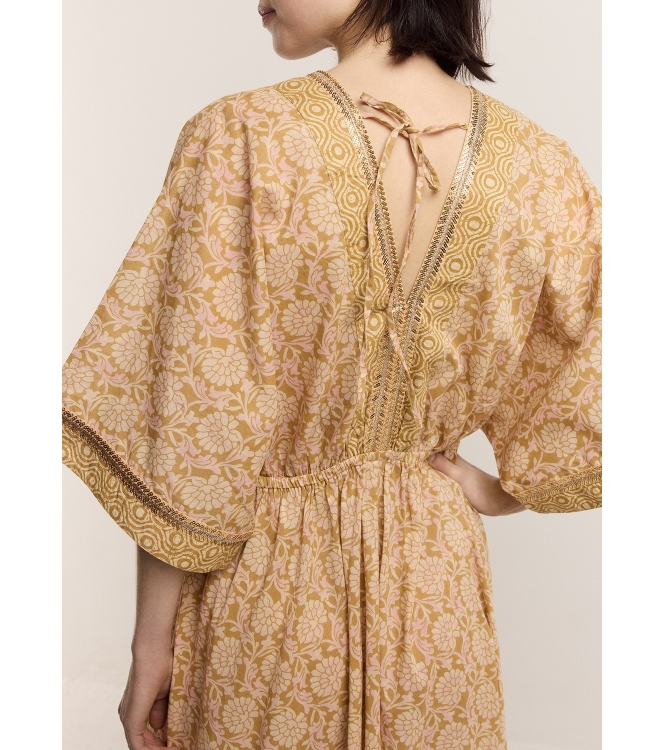 Summum Woman Dress Blockprint 732 Soft camel
