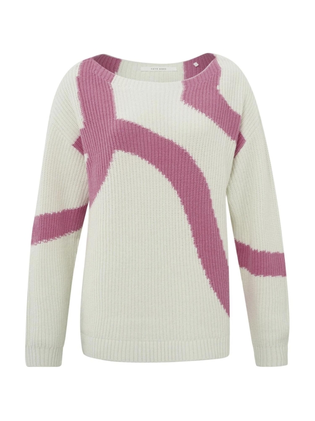 Yaya Sweater with jacquard Bone white dessin