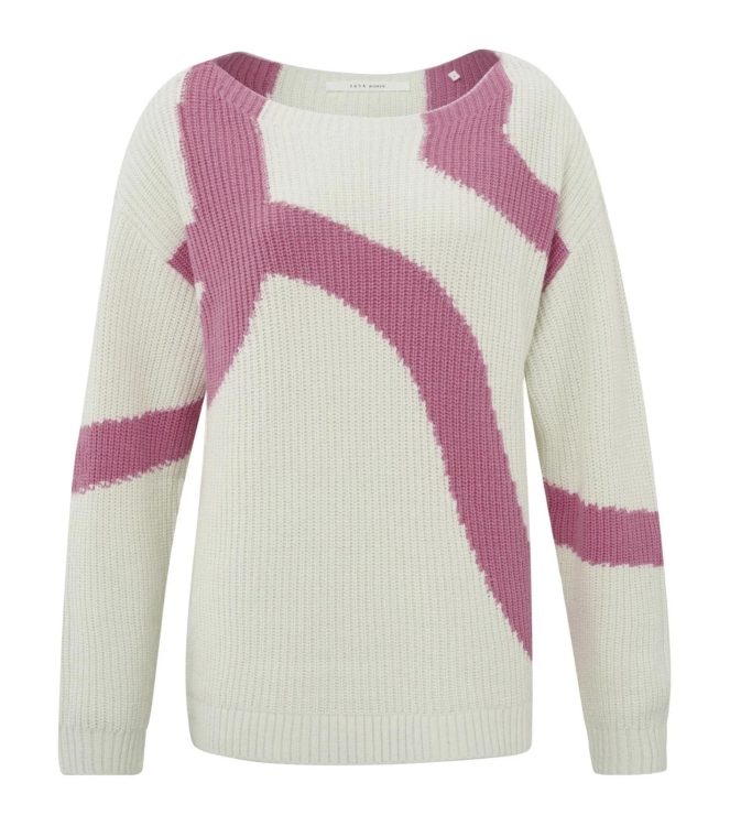 Yaya Sweater with jacquard Bone white dessin