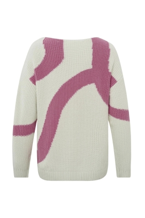 Yaya Sweater with jacquard Bone white dessin