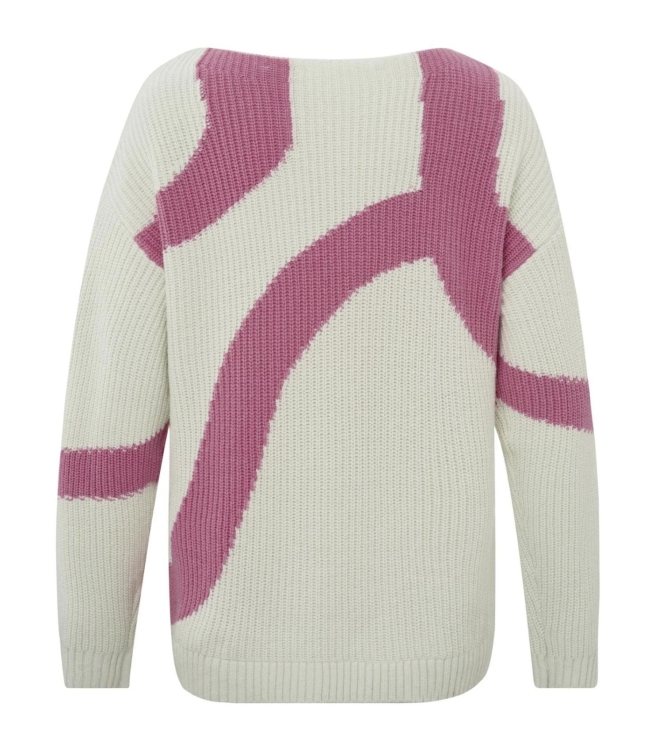 Yaya Sweater with jacquard Bone white dessin