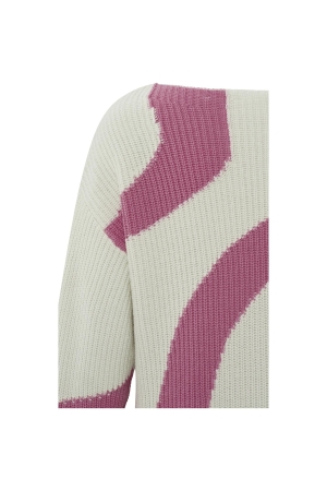 Yaya Sweater with jacquard Bone white dessin