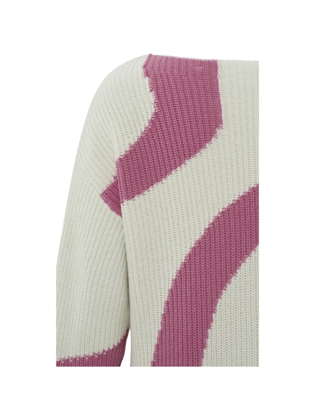 Yaya Sweater with jacquard Bone white dessin