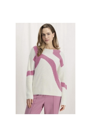 Yaya Sweater with jacquard Bone white dessin