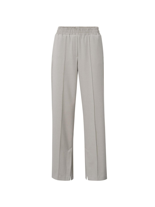 Yaya Soft woven wide leg trousers w Silver linning beige melange