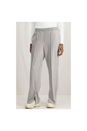 Yaya Soft woven wide leg trousers w Silver linning beige melange
