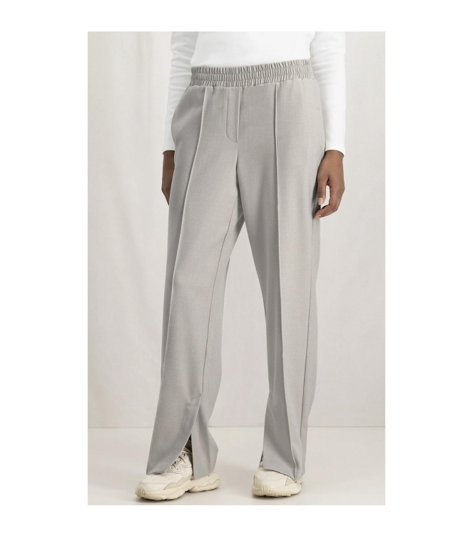 Yaya Soft woven wide leg trousers w Silver linning beige melange