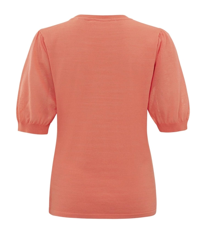 Yaya Fine yarn puff sleeve sweater Peach echo orange