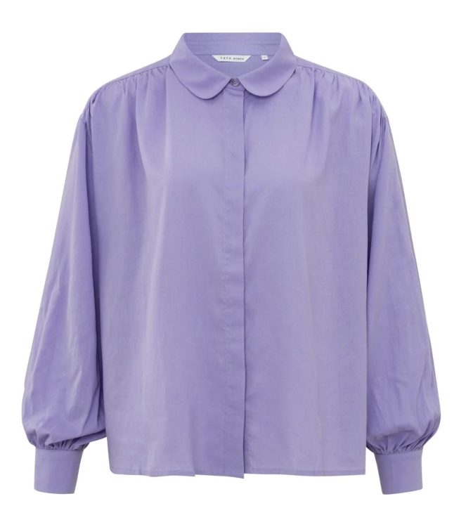 Yaya Oversized blouse w. functional Bougainvillea purple