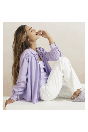 Yaya Oversized blouse w. functional Bougainvillea purple