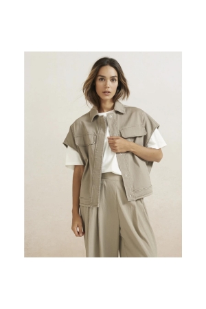 Yaya Sleeveless blouse jacket Army green