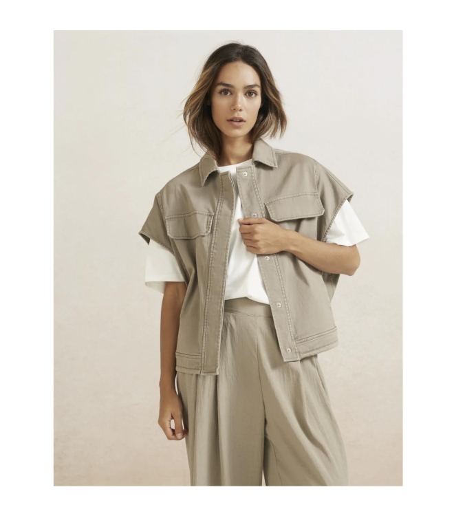 Yaya Sleeveless blouse jacket Army green