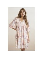 Yaya Printed dress w. ballon slv Flamingo plume pink dessin