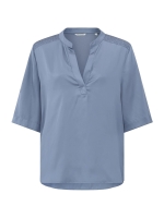 Yaya Satin v-neck top w. smock and Infinity blue
