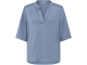 Yaya Satin v-neck top w. smock and Infinity blue
