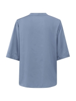 Yaya Satin v-neck top w. smock and Infinity blue