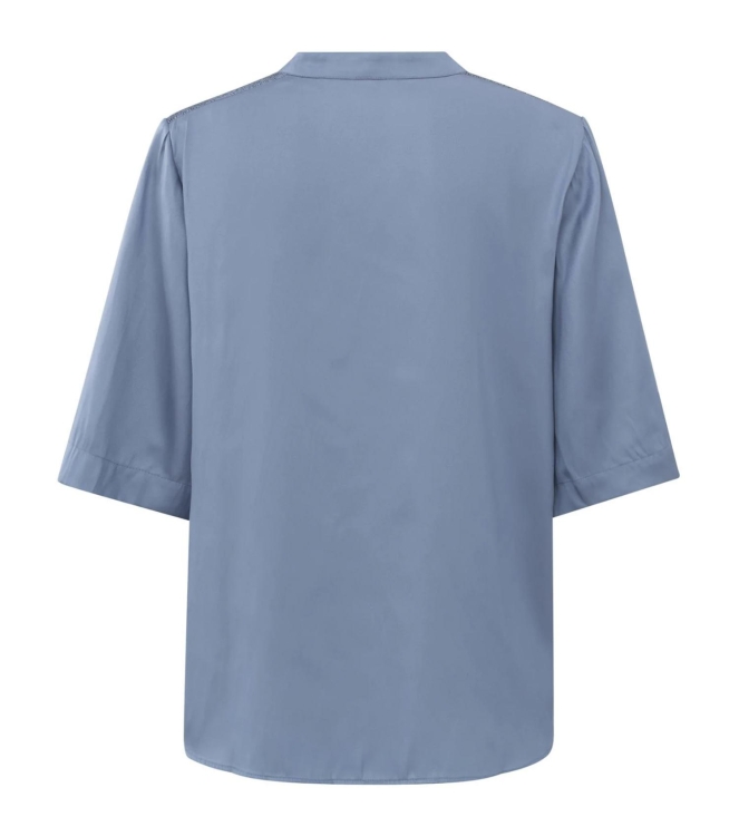 Yaya Satin v-neck top w. smock and Infinity blue