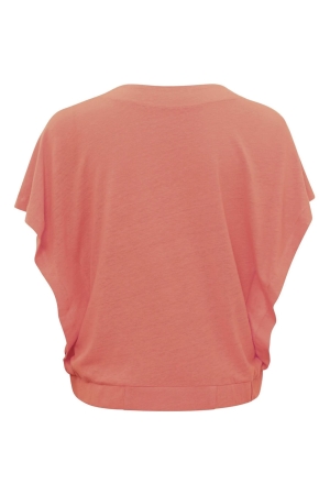 Yaya V-neck top with elastic waistb Peach echo orange